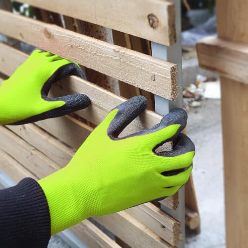 Crinkle Latex Rubber Hand Coated Safety Work Gloves for Men Women General Multi Use Construction Warehouse Gardening Assembly Landscaping (Medium / Green-120 Pairs)