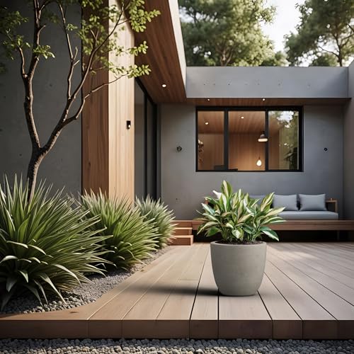Round Concrete Planter (Weathered Concrete / 10-Inch Dia)