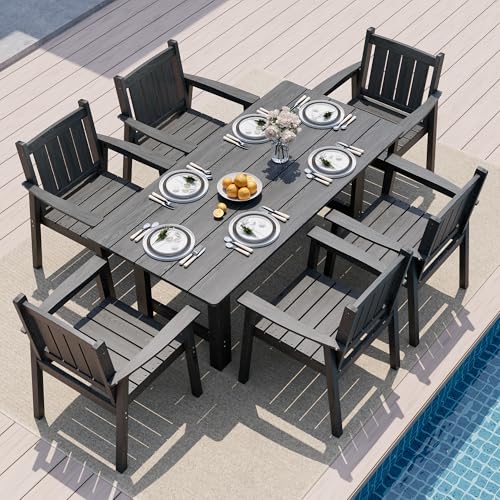 Patio Dining Table Set (Grey / 6-Seat(7PCS)66.7"Table)