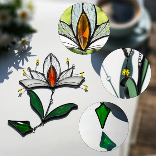 Lotus Flower Gifts Stained Glass Suncatcher for Window Hanging