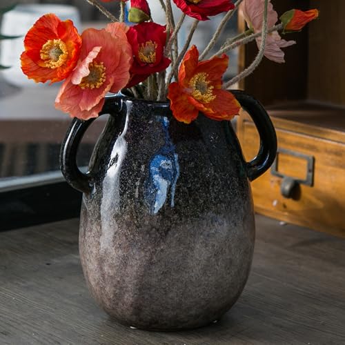 Blue Grad Ceramic Vase with Handles (Blue Grad)