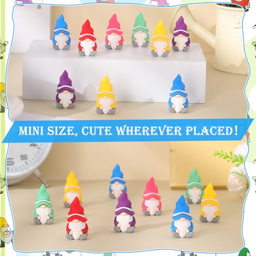 15 Pcs Mini Gnomes Figurines Bulk Rubber Statue Tiny (15 Count)