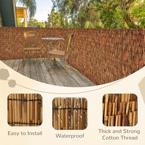 Brown 6FT X16.4FT Reed Fencing Roll Bamboo Privacy Fence Screen