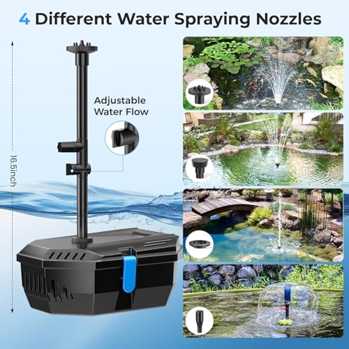 Pond Filter with 12W Solar Fountain Pump (Solar Powered 12W)