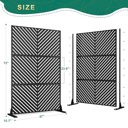 72" H47" W Metal Outdoor Privacy Screen (Black Parallel / 72" H×47" W)