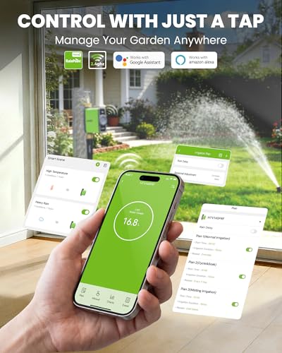 WiFi Water Timer for Garden Hose (Green / Brass Outlet Timer without Hub)