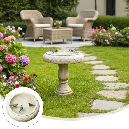 Pedestal Birdbath for Garden (23.2inch / Antique Stone Gray)