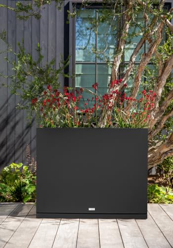 Block Series Span Planter & Drip Tray (Black / Medium - with saucer)