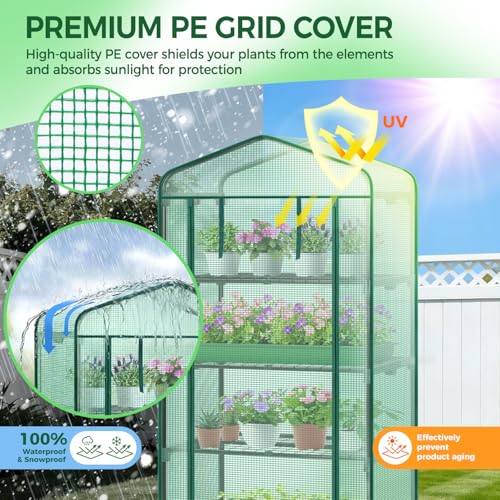 Small Greenhouse for Indoor Outdoor with Wheel (Green / Large)