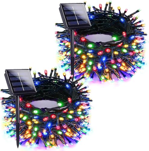 Solar Christmas Lights Outdoor 2 Pack 66FT 200 LED String Lights Multicolor (Multicolor / 2 pack)