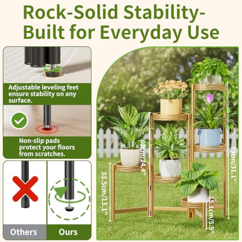 6 Tiered Plant Stand Indoor for Multiple Large Planter (GoldWave / 6-tiers)