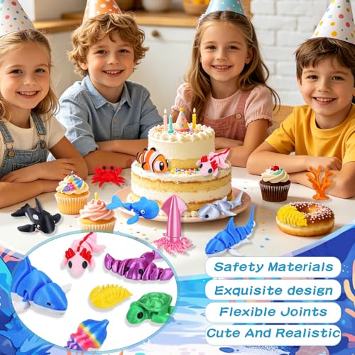25 Pcs 3D Printed Ocean Animals Set (25Pcs-3D Ocean Animals)