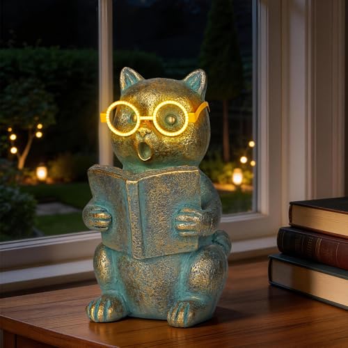 Solar Reading Cat Decor with Light (Cat)