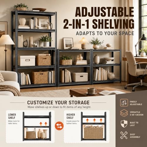 Heavy Duty Metal Bookshelf Adjustable 3 Tier Book Shelf with Bolt (3Tier 31.5"H×39.4"W×13.8"D)
