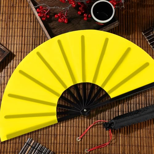 4 Packs Large Folding Hand Fans (Red,yellow,green and Blue)