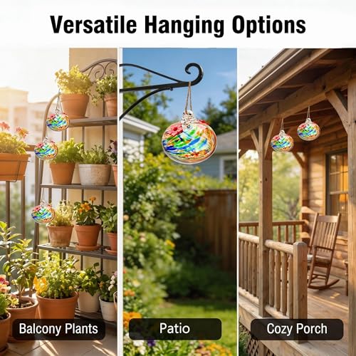 3in Glass Hummingbird Feeder Hanging Feeder with 2 Feeding Port for Outside (F)