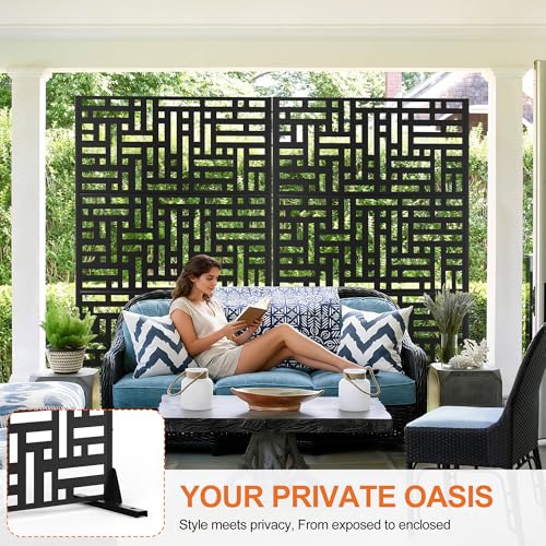 71" H Metal Outdoor Black Privacy Screen (71"H×47"W / Black Helen)