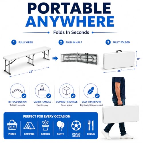 Plastic Folding Bench (6 feet / White)
