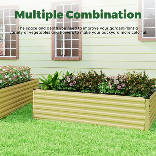 8x4x2ft Outdoor Metal Raised Garden Bed (Yellow / 8x4x2 FT-1PC)