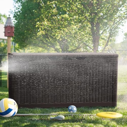 100 Gallon Resin Deck Box Large Outdoor Storage (100 Gallon / Dark Brown)