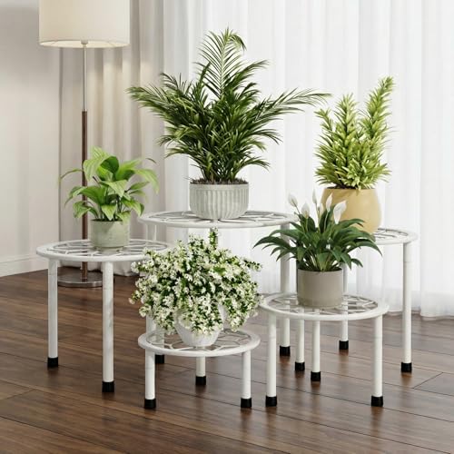 Metal Plant Stand Indoor Outdoor (White)