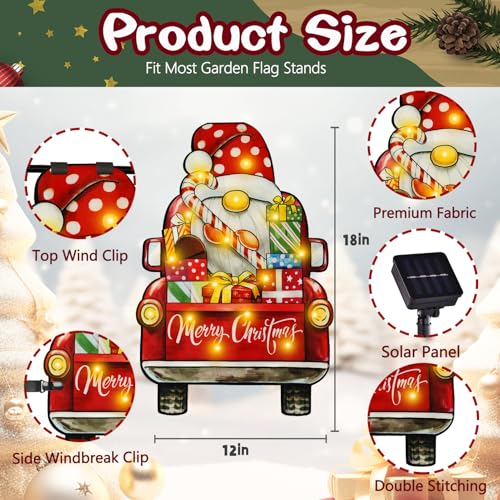 12x18 Lighted Christmas Dwarf Garden Flag (Dwarf-White-12x18 / 12×18inch)
