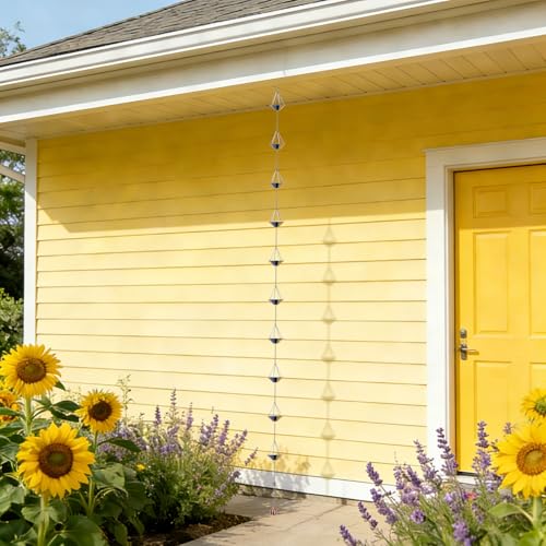9.6 Ft Rain Chains for Outside with 10 Colorful Cups (Multi)