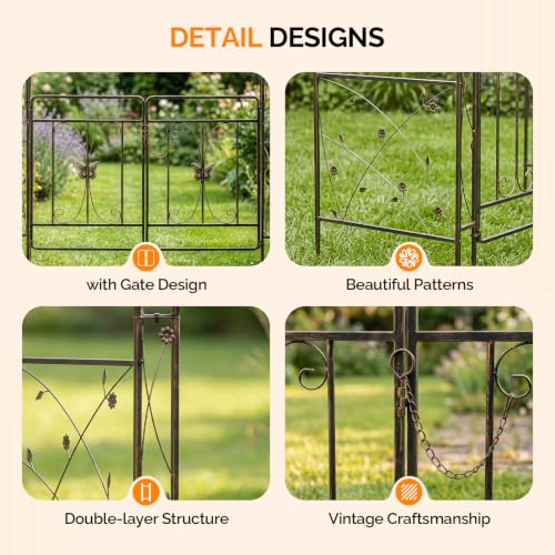 Garden Arbor Arch (Arbor with Gate,Bronze)