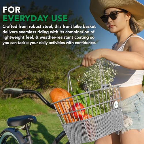 Wire Bike Basket Front for All Ages (Silver / Wire Bike Basket)