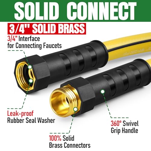 Heavy Duty Garden Hose 25ft (Black+Yellow / 25ft)