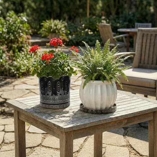 Plant Trays for Pots 7.5 Inch (7.5 Inch (2 Pack) / Black)