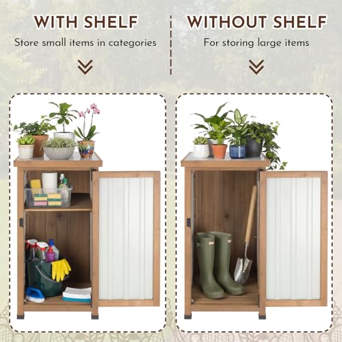 Outdoor Storage Cabinet with Metal Worktop (Black / 18" x 18" x 34")