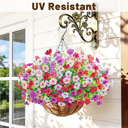 2 Set Artfiticial Hanging Flowers with Basket & Foam Outdoor (Mix 4 Colors / 2 Pcs)