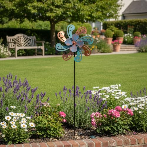 2 Packs 10" Outdoor Metal Wind Spinner (2-Brown)