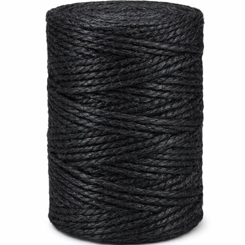 Black 2.5mm Jute Twine 328 Feet Heavy Duty Garden Twine String for Gardening Plant Crafts and Decorative Projects (328 Foot)