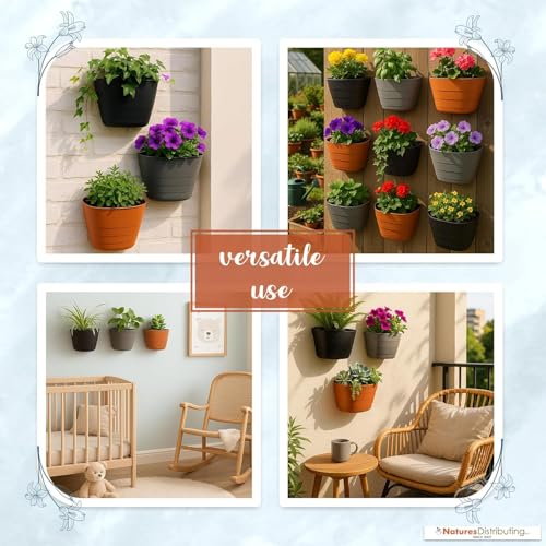 12 Inch Self Watering Wall Planter for Indoor & Outdoor Use (Terracotta / 12 inches - WITH PLUG)