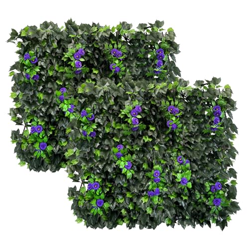 Artificial Expandable Ivy Privacy Fence Screen (BRANCH-PURPLE FLOWER)