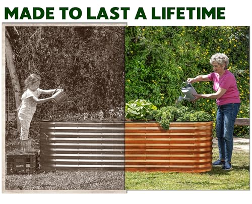 Galvanized Raised Garden Beds Outdoor (Dark Wood / 6×2×2 ft)