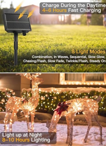 240 LED Solar Fairy Lights Outdoor Waterproof IP65 (Warm White / 19.6Ft)