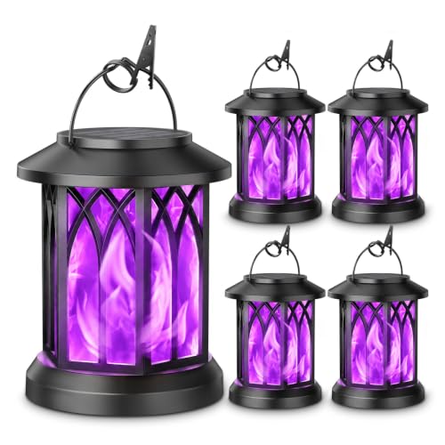 4 Pack Solar Lantern Outdoor Lights (Purple Light / 4 Pack)