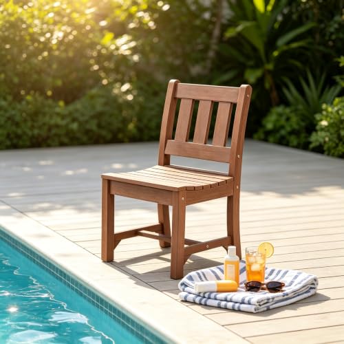 Poly Lumber Patio Dining Chair Outdoor Garden Armless Chair (Brown / 1-Person)