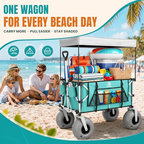 Beach Wagon with Big Balloon Wheels for Sand (Light Blue / 200L)