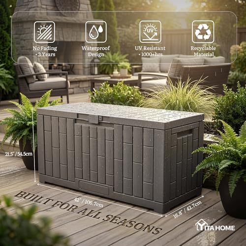 60 Gallon Outdoor Storage Box (Light Brown / 60 Gallon)