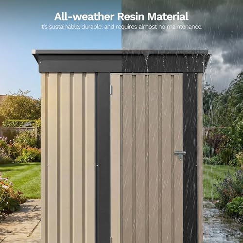 5x3 FT Outdoor Storage Shed with Floor Frame (Brown / 5x3 FT)