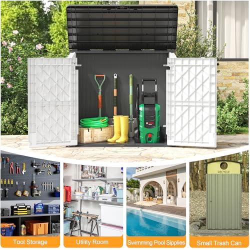 Outdoor Storage Cabinet 36 Cu Ft with Lockable Doors (Black-Ashen / 29.1"×51.1"×43.3")