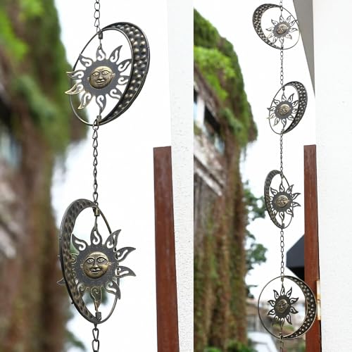Decorative Sun and Moon Rain Chain (Copper Sun)