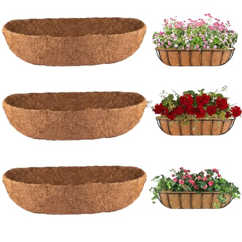 3Pcs Trough Coco Liner 24" Coco Coir Liners for Planters (24inch -3PCS)