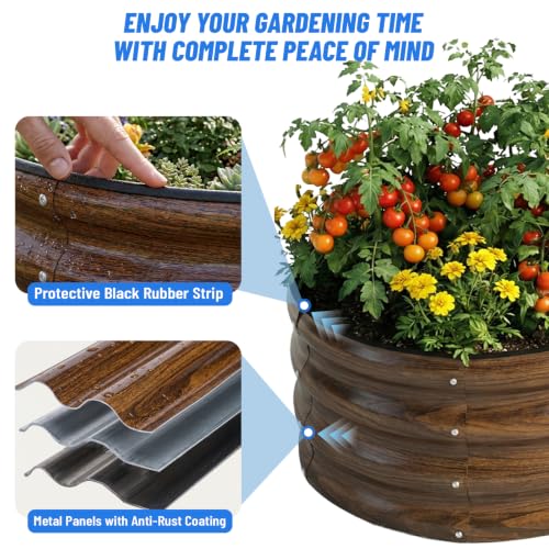 3 Pcs 2x2x1ft Round Galvanized Raised Garden Bed Kit Outdoor (3 Count)
