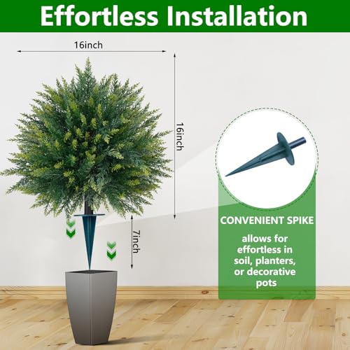 2PCS Artificial Cedar Topiary Ball Tree with Ground Spike (Cedar)