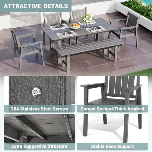 Patio Dining Table Set (Grey / 6-Seat(6PCS)66.7"Table)